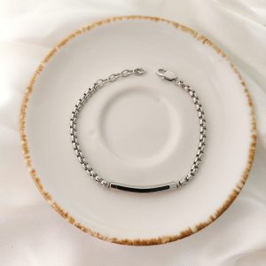 PULSO CABALLERO DE CADENA CON PLACA BI COLOR