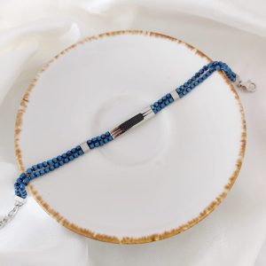 PULSO DOBLE LINEA BOLITAS PIEDRA CENTRO BARRA RECTANGULO  RAYADO