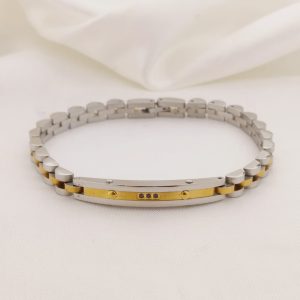 PULSO ROLEX PLACA CON LINEA Y 3 ZIRCONIAS