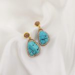 ARETE TURCO TURQUESA BISEL ORO