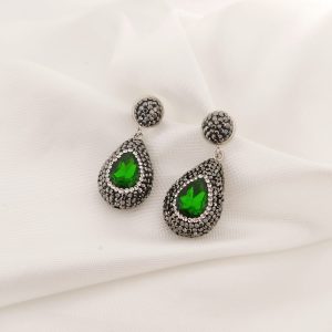 ARETE GOTA CRISTAL CONTORNO PLATA Y TURCO