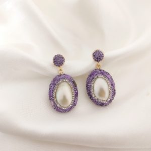 ARETE TURCO PERLA CON ZIRCONIAS Y PIEDRAS DE COLORES
