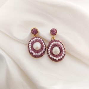 ARETE PERLA NATURAL CON ZIRCONIAS Y PERLITAS ALREDEDOR