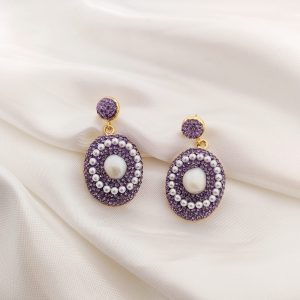 ARETE PERLA NATURAL CON ZIRCONIAS Y PERLITAS ALREDEDOR