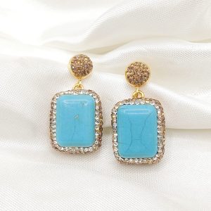 ARETE TURCO RECTANGULO 2X2.4 ORO CENTRO TURQUEZA