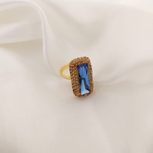 ANILLO TURCO ORO CRISTAL RECTANGULO BARRA DELGADO