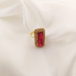 ANILLO TURCO ORO CRISTAL RECTANGULO BARRA DELGADO