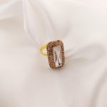 ANILLO TURCO ORO CRISTAL RECTANGULO BARRA DELGADO