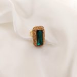 ANILLO TURCO ORO CRISTAL RECTANGULO BARRA DELGADO