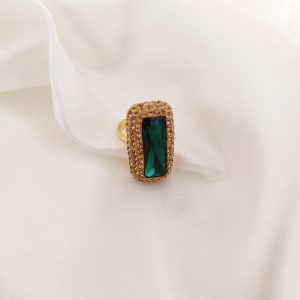 ANILLO TURCO ORO CRISTAL RECTANGULO BARRA DELGADO