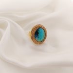 ANILLO TURCO ORO SEMILLA CRISTAL FACETADO HOJA