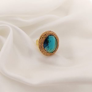 ANILLO TURCO ORO SEMILLA CRISTAL FACETADO HOJA