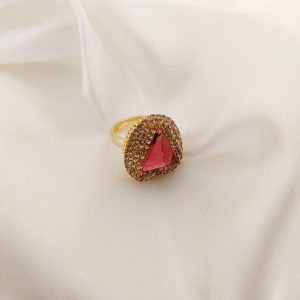 ANILLO TURCO ORO TRIANGULO CRISTAL FACETADO