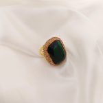 ANILLO TURCO ORO RETANGULO GDE CRISTAL PLANO FACETADO