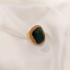 ANILLO TURCO ORO RETANGULO GDE CRISTAL PLANO FACETADO