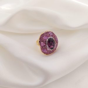 ANILLO CRISTAL CON ZIRCONIAS ALREDEDOR Y PIEDRITAS