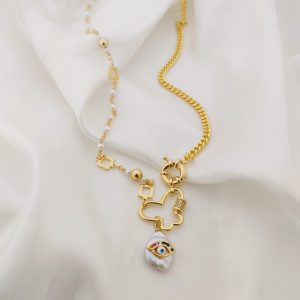 COLLAR BROCHE MARIPOSA CON DIJE LUNETA CAD PLANCHADA/PERLA