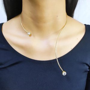 GARGANTILLA ALAMBRE EN S PUNTA CIRCONIAS CON LADO LARGO