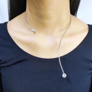 GARGANTILLA ALAMBRE EN S PUNTA CIRCONIAS CON LADO LARGO