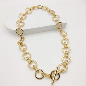 COLLAR CADENA AROS CON OVALOS, BROCHE T 60 CMS