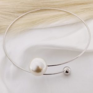 GARGANTILLA ALAMBRE REDONDA PUNTA PERLA ORO Y PERLA BOLA GRANDE