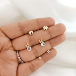 SET DE ARETES CONEJO, CORAZ?N Y BLISTER