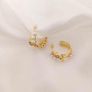 ARRACADA DOBLE PERLAS Y ZIRCONIA