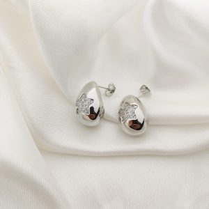 ARETE GOTA LISA ESTRELLA CIRCONIAS EN MEDIO