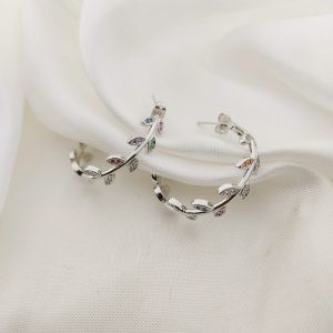 ARRACADA DE HOJITAS CZ VARIOS COLORES