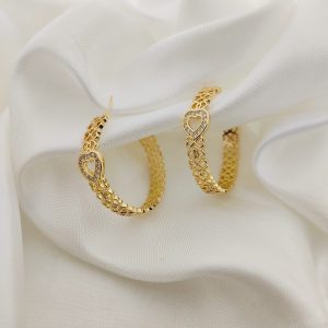 ARRACADA DIBUJO CORAZONES CON CORAZON CZ