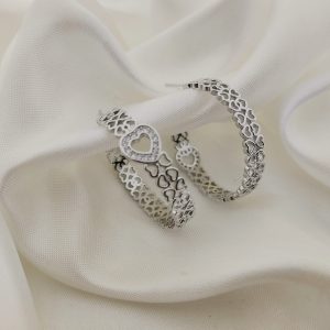 ARRACADA DIBUJO CORAZONES CON CORAZON CZ