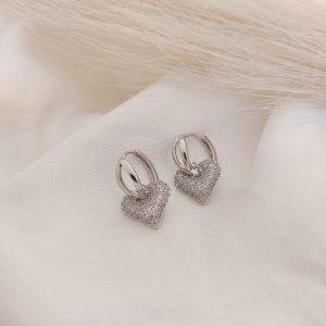 ARETES DIJE CORAZON PAVE COLGANTE CIRCONIAS
