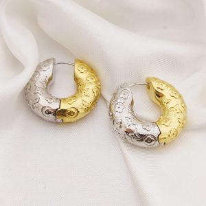ARRACADA GRANDE ORO/ PLATA GRABADO LV