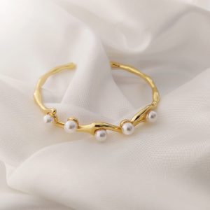 PULSO RIGIDO FRENTE EN ZIGZAG CON PERLA