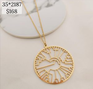 COLLAR DISCO CON LINEAS GEROGLIFICOS