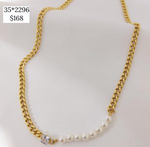 COLLAR TRAMO PERLA DIJE CZ BLANCO
