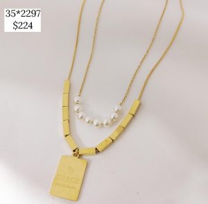 COLLAR 2 NIVELES PERLA Y CUBOS