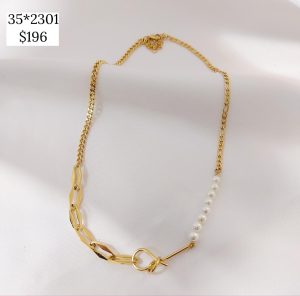 COLLAR TRAMO PERLA Y CADENA ESLAVON