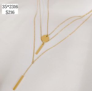 COLLAR TRIPLE CADENA BARRAS Y CIRCULO