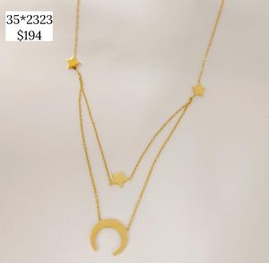 COLLAR DOBLE , CZ Y CUERNO