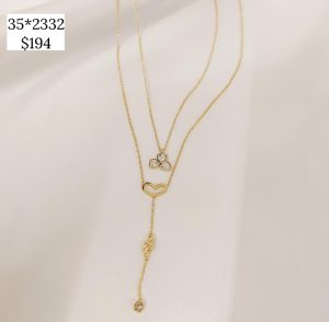 COLLAR DOBLE 3 CZ Y CORAZON