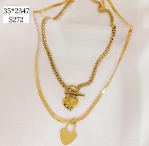 COLLAR DOS NIVELES, CADENA PLANCHADA Y ESLAVON