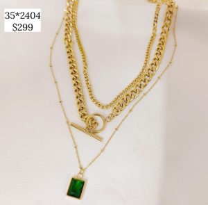 COLLAR BROCHE T DIJE PIEDRA VERDE CZ