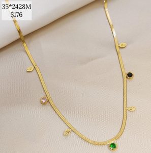 COLLAR CADENA PLANA HOJA