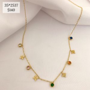 COLLAR DIJES LV Y ZIRCONIAS COLORES