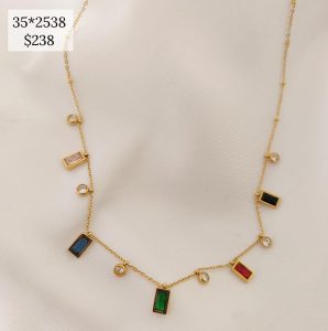 COLLAR BAGUETTE COLORES Y ZIRCONIA BLANCA