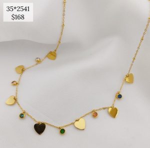 COLLAR CORAZONES Y ZIRCONIAS COLORES