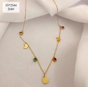 COLLAR LUNAS Y ZIRCONIAS COLORES