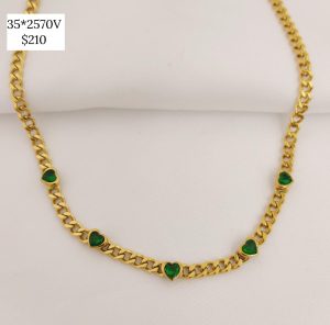 COLLAR CADENA ESLABONES Y DIJES CORAZONES