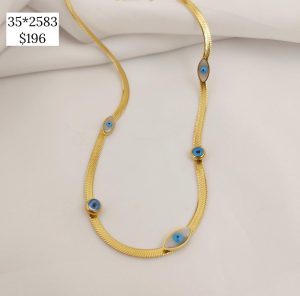 COLLAR CADENA PLANCHADA CON OJOS REDONDOS Y EN SEMILLA